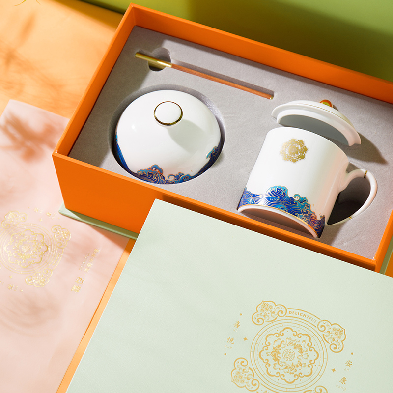 Jingdezhen flagship store creative move trend ceramic cup mark cup with cover the large capacity of office coffee cup