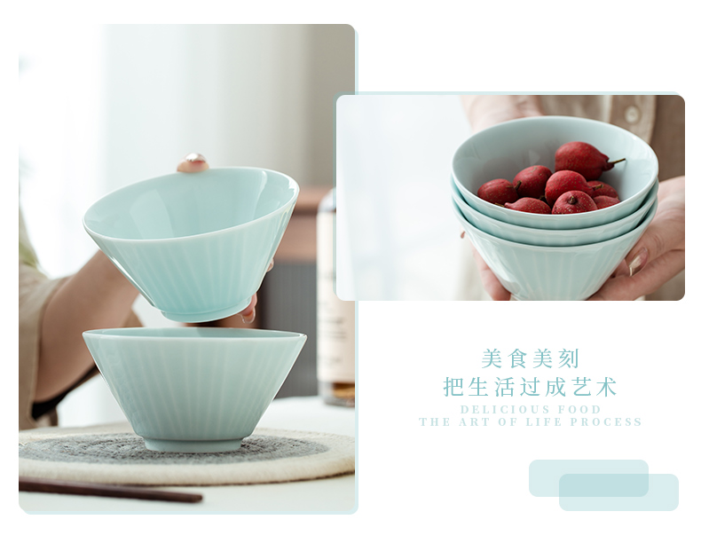 Jingdezhen flagship stores eating rice bowl with ceramic solid color hat to bowl of tableware special personal bowl of soup bowl