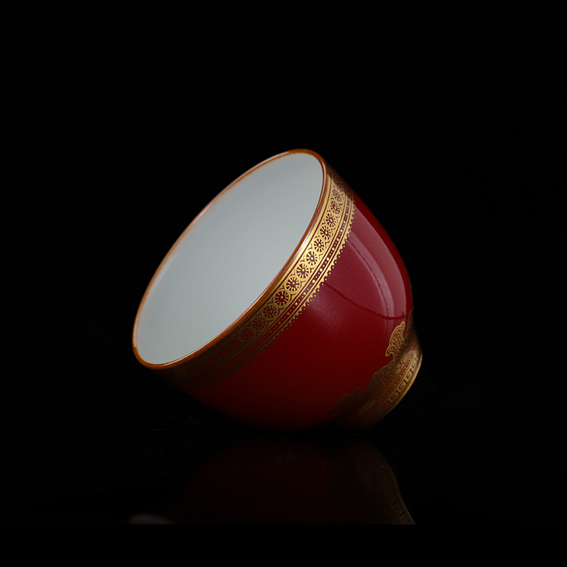 Jingdezhen flagship store hand - made paint the red right cup size