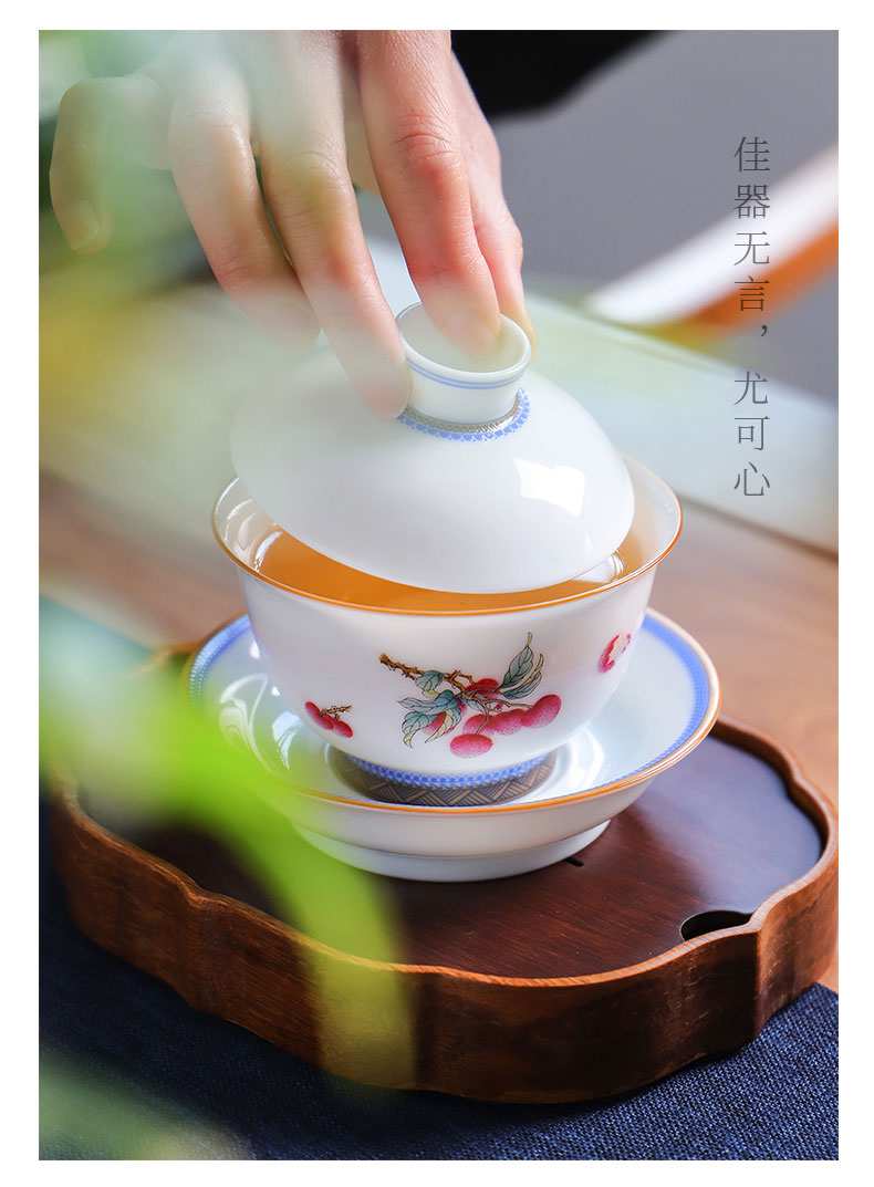 Jingdezhen flagship store household porcelain tea tureen manual tea cups single cup tea cups tureen