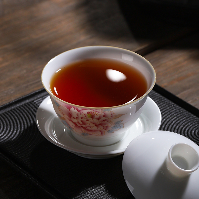 Jingdezhen flagship store three tureen tea cups only a single white porcelain ceramic hand - made kung fu tea set household gifts