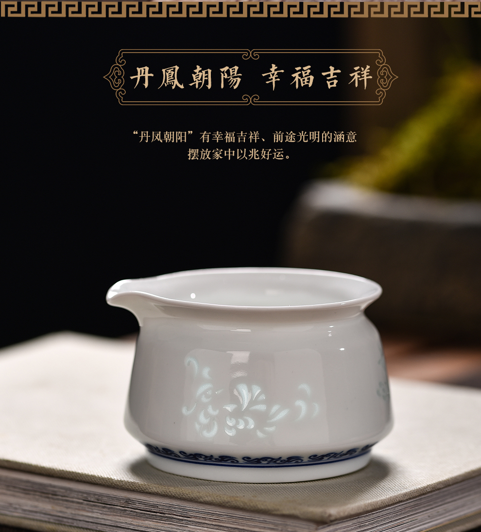 Jingdezhen blue and white porcelain flagship store Chinese style restoring ancient ways of household kung fu tea set reasonable teapot single CPU)