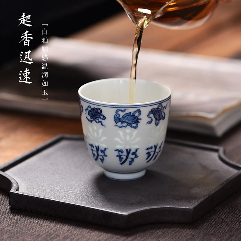 Jingdezhen flagship store hand - made blue - and - white ceramics and exquisite can collect tea master cup a single drinking tea cups of tea