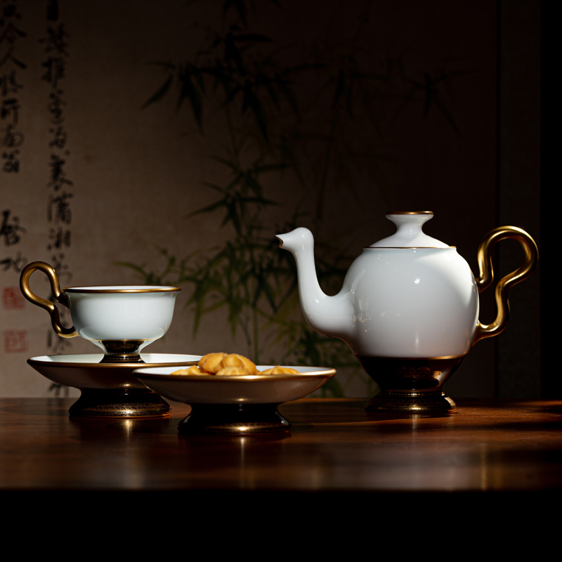 Jingdezhen flagship store ceramic see colour tea set manually set the home office business tea cups set of gift boxes