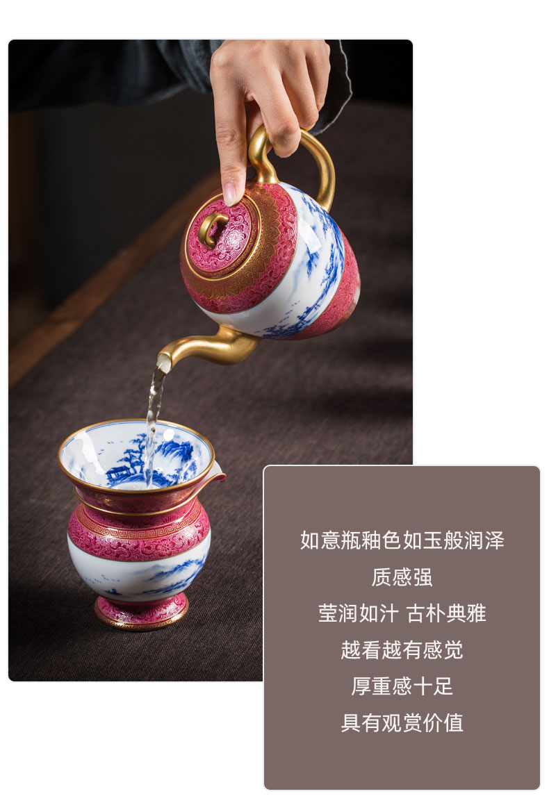 Jingdezhen x Yun know taste to pick flowers paint ceramic tea cups of tea set of the teapot gifts home office business