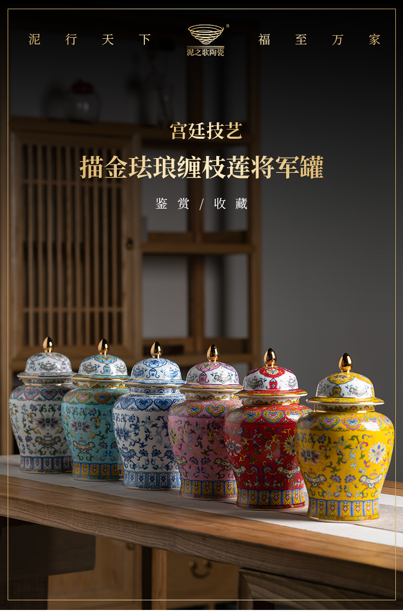Jingdezhen flagship store of the see colour full wrapped in lotus flower general ceramic tea pot furnishing articles in the jar