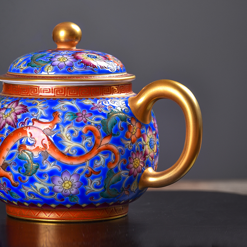 Jingdezhen flagship store hand - made see kung fu teapot white porcelain enamel dragon grain teapot Chinese archaize single pot