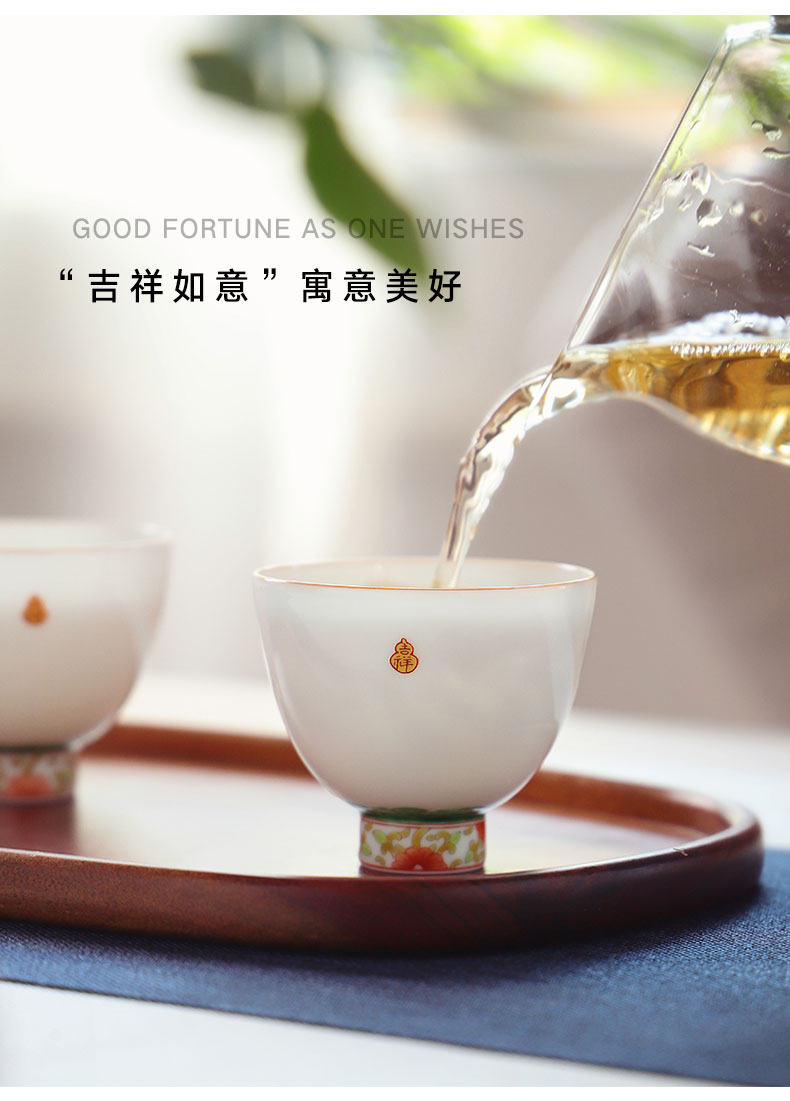 Jingdezhen flagship stores in Chinese hand - made noggin single ceramic tea set kung fu tea tea sample tea cup