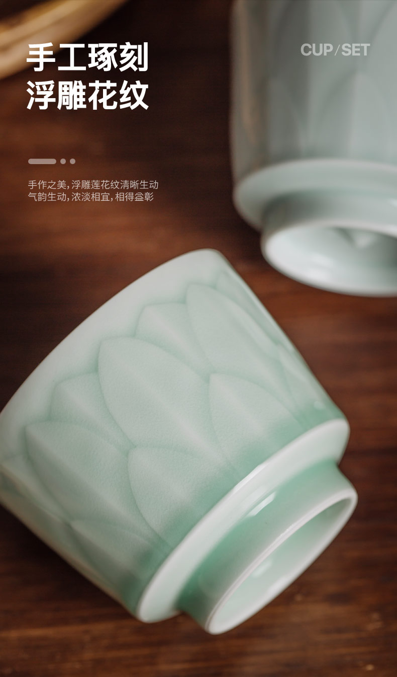 Jingdezhen official flagship store of ceramic film green tea bowl thin foetus sample tea cup kung fu tea set single cup of tea