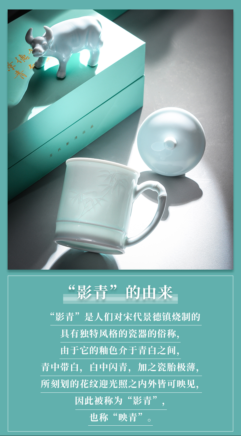 Jingdezhen flagship stores in office manual suit for tea cups water in a Chinese gift boxes with cover glass