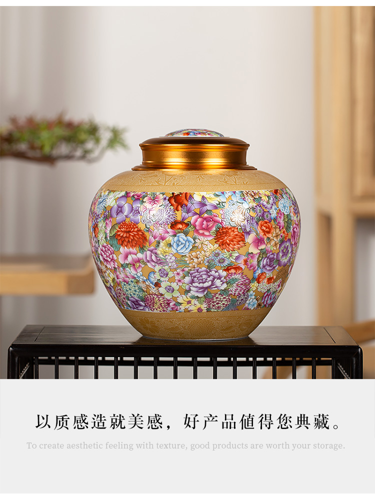 Jingdezhen with high - end paint POTS caddy fixings flagship stores apple as cans Chinese wind restoring ancient ways appreciation collection tank