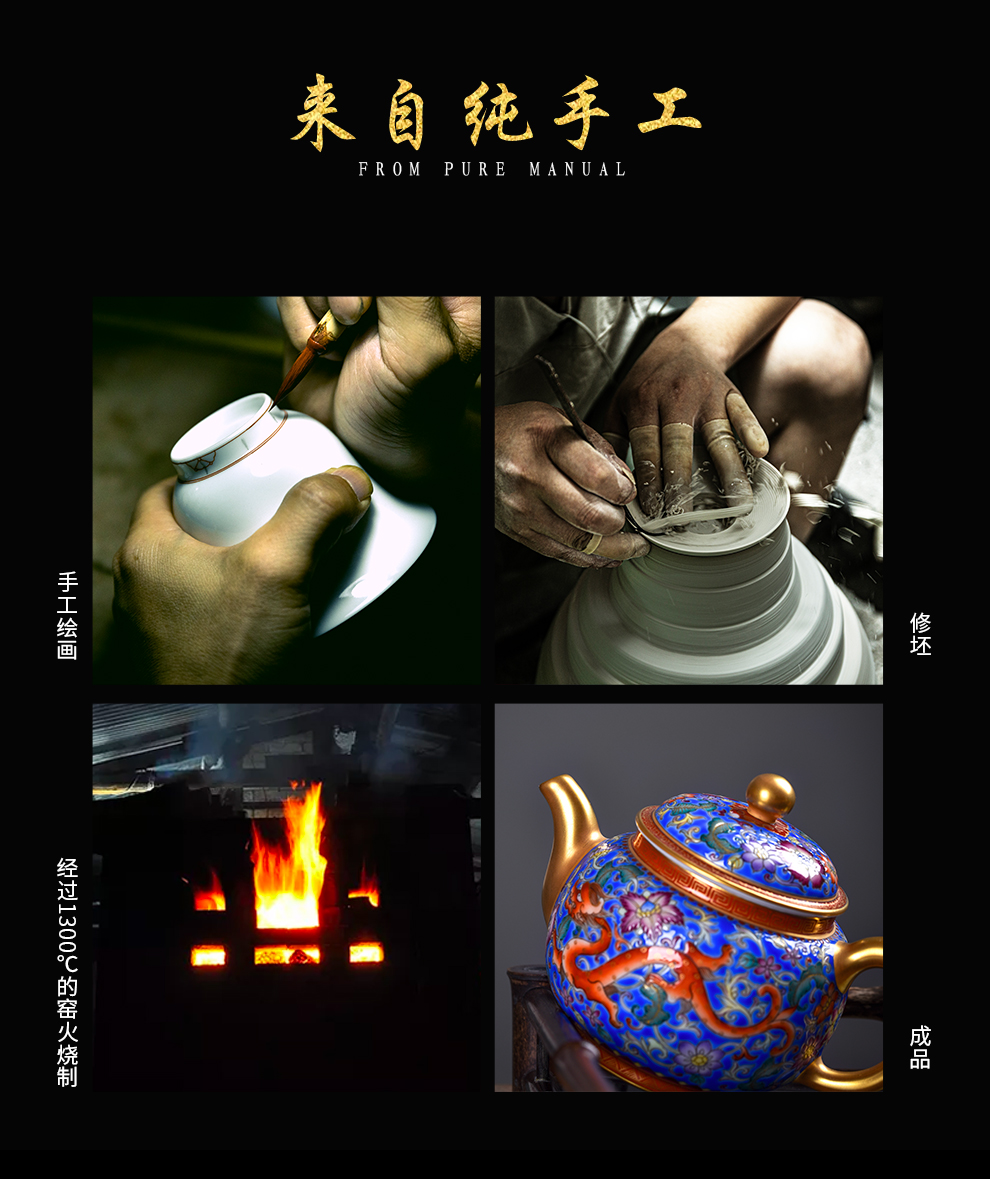 Jingdezhen flagship store hand - made see kung fu teapot white porcelain enamel dragon grain teapot Chinese archaize single pot