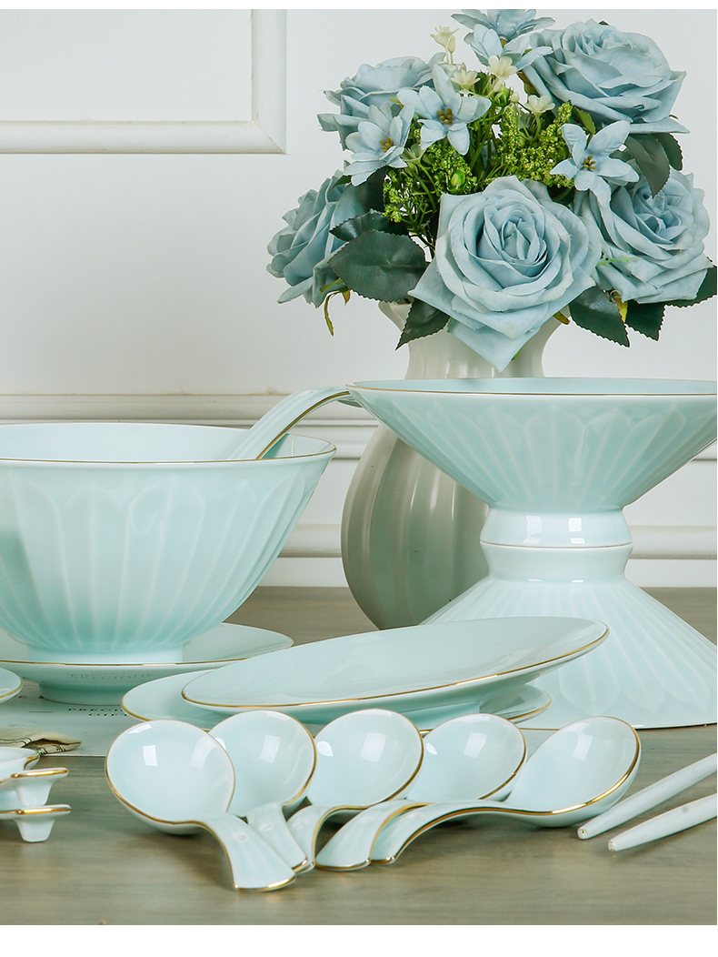 Jingdezhen flagship store tableware suit household contracted ceramic paint dishes suit family eat bowl of tableware