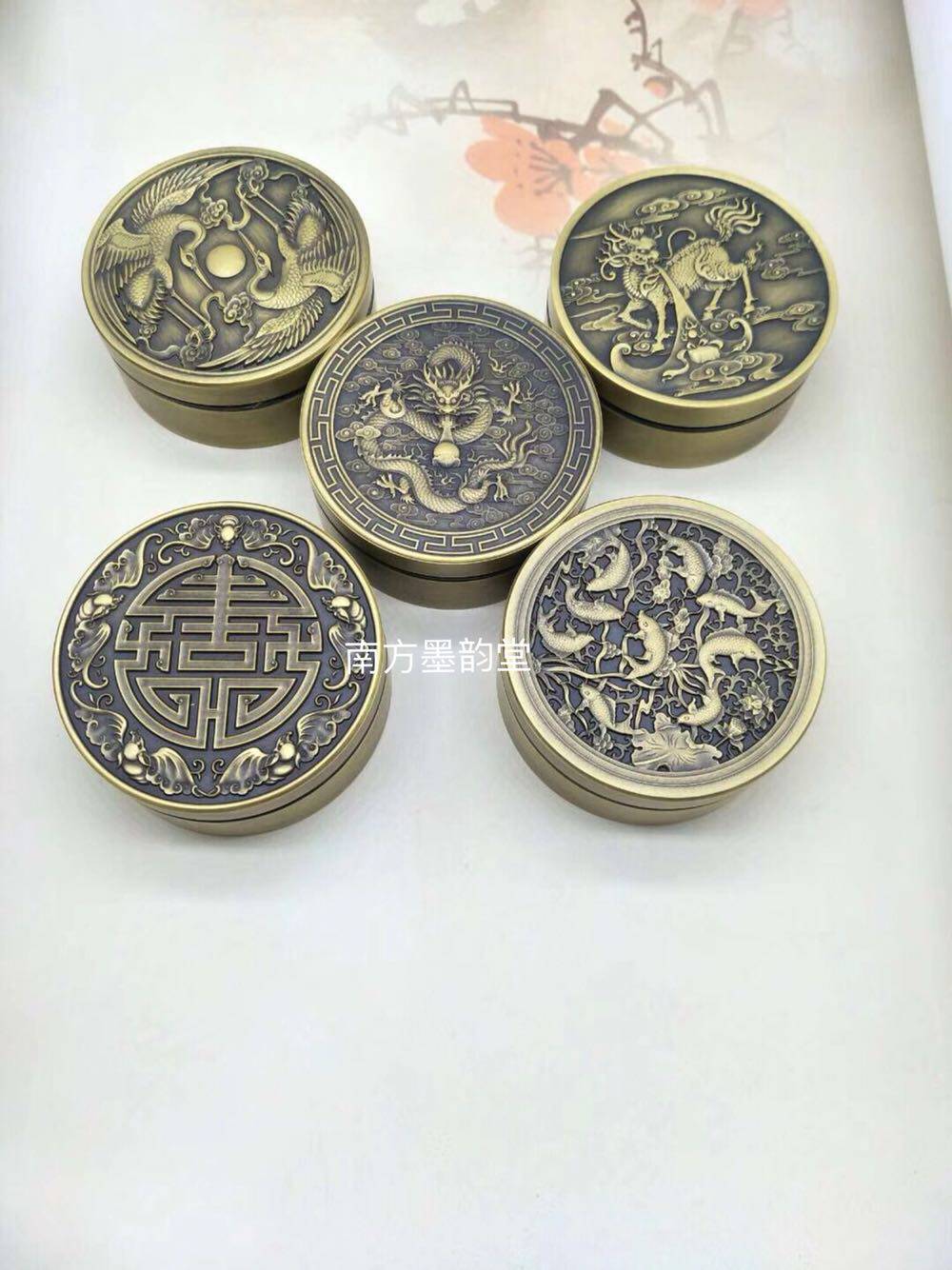 Solid brass 9 cm cartridges Wenfang 4 Baowen room bronze ink cartridges Brush Calligraphy Ancient Playwares ink Ink Rhyme-Taobao