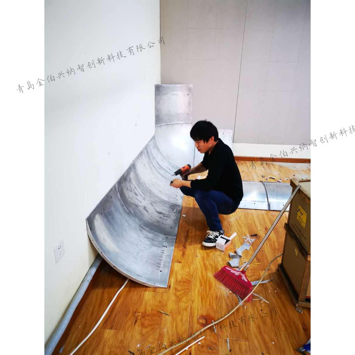 Virtual studio arc panel blue box arc corner without studio building material Shadow Wall Arc building Template