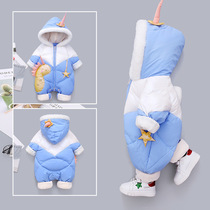 Next jazz baby jumpsuit down jacket thick male and female baby winter newborn out of the ha hat crawling suit