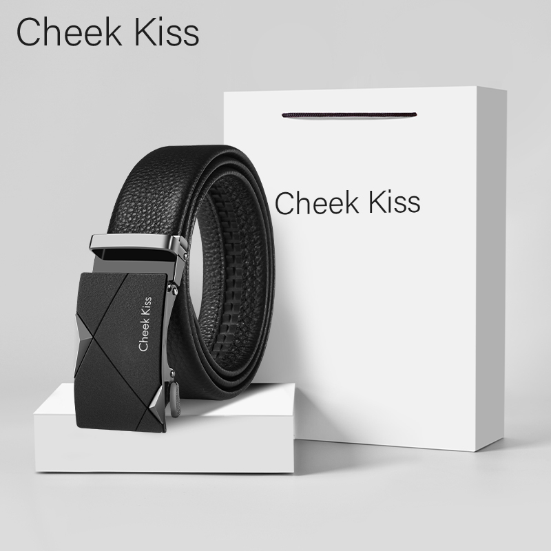 Cheekkiss Genuine Leather Belt for Men, Genuine Cowhide Leather Belt, Valentine's Day Gift for Boyfriend or Husband