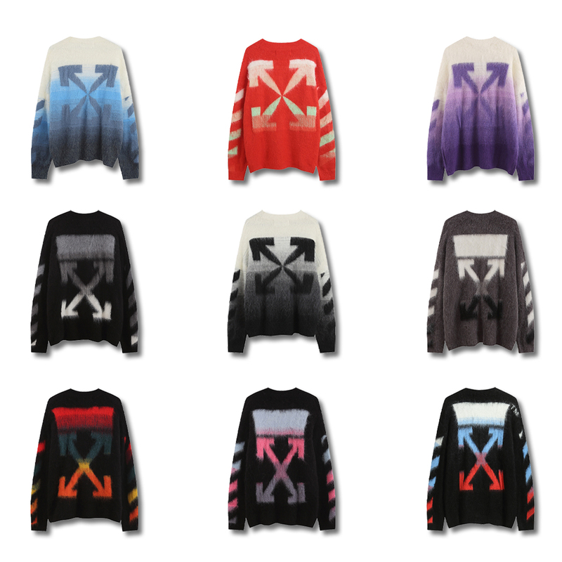Of Mohair F Gradient Couple Sweater Ow High Street Fashion Brand Unisex Loose Oversized Os Crew Neck Arrow Wool Sweater