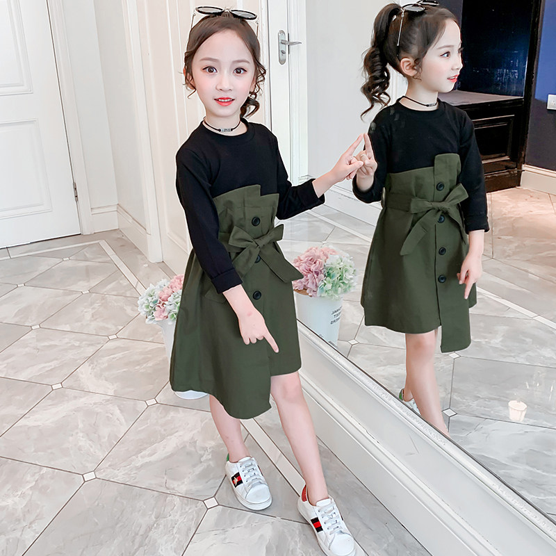 Girl Foreign Dress 2019 New Korean Version Children CUHK Child Long Sleeve Skirt Girl Foreign Pie Spring Autumn Dress Princess Dress