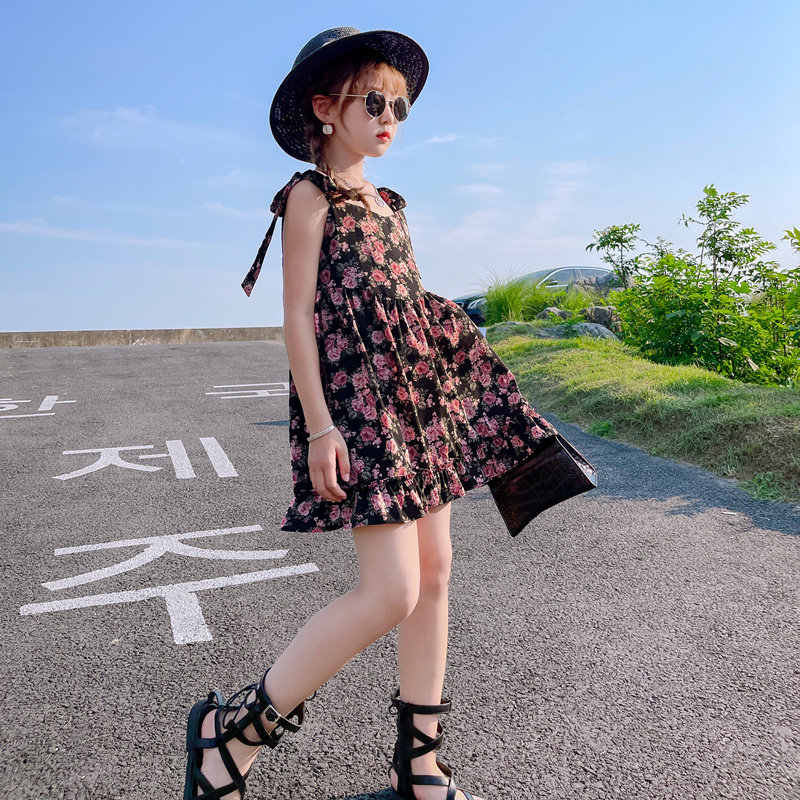 Girl Snowspinning Ocean Dress Summer Dress 2021 New Foreign Dress Summer CUHK Child Harnesses Princess Dresses Princess Dresses