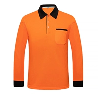 Карманный воротник T Long -sleeed Orange