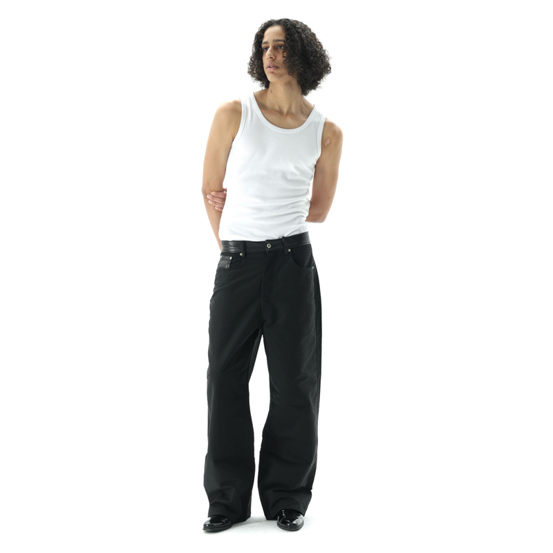 [in Stock] K1R1N “Maxcanvas” Patchwork Oil-Waxed Lambskin Paris Buckle Wide-Leg Straight Pants