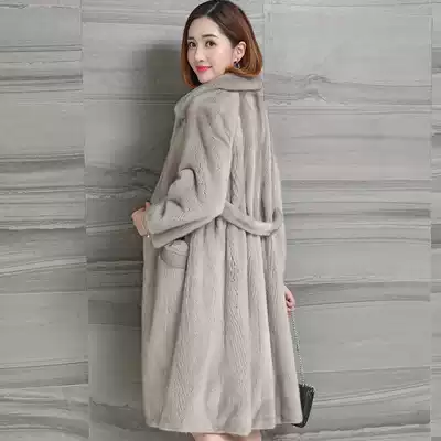 2021 Haining new mink coat women's whole mink long version of vertical lapel imported mink fur fur fur coat tide tide