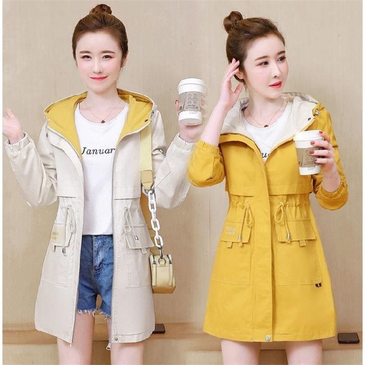 (New With Ri) jacket Women in the middle of a double spring fall 2020 Han version of cashew waist display slim-to-cap windsuit woman-Taobao