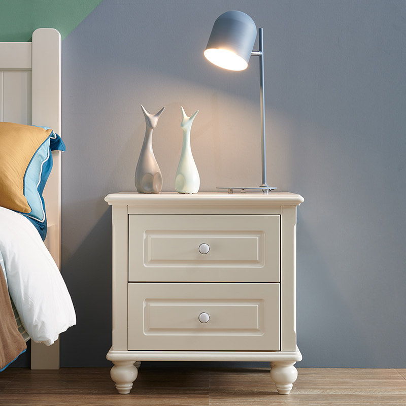 Korean-style bedside table storage bedside mini solid wood drawer cabinet white small cabinet storage cabinet master bedroom storage cabinet