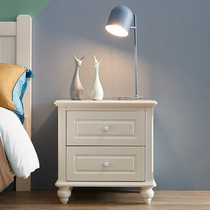 Korean bedside table Storage Bedside mini solid wood chest of drawers White small cabinet storage cabinet Master bedroom storage cabinet