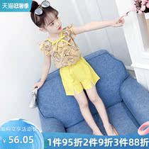 6 Girls summer suit 2021 new 8 children 7 summer chiffon 9 little girl 10 years old foreign style fashionable two-piece set