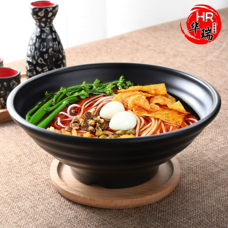 Melamine Thịt bò Ramen Bát Thương mại Màu đen Tô lớn Tô súp Tô mì Tô nhựa Tô giả Sứ Bộ đồ ăn Bộ đồ ăn Bát ăn cay nóng - Đồ ăn tối