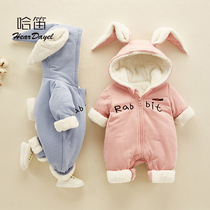 5 Baby clothes winter 7 men and women baby 3 one-piece velvet thickened out of the suit 0-12 months autumn and winter clothes 4