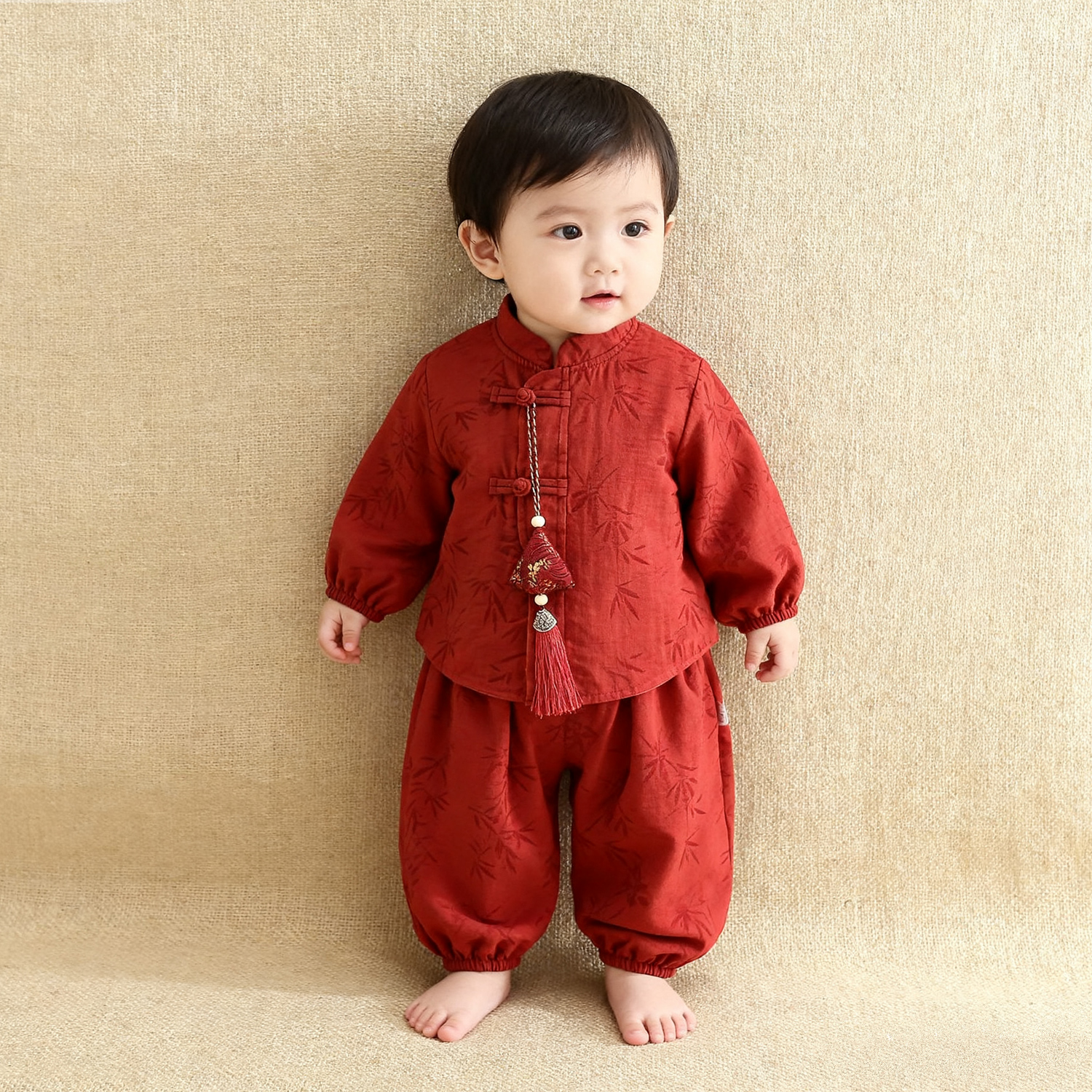 Весенние и осенние модели детской одежды в полнолуние, детский комбинезон-двойка с длинными рукавами на сто дней, китайский костюм, осенняя одежда для прогулок годовалого ребенка