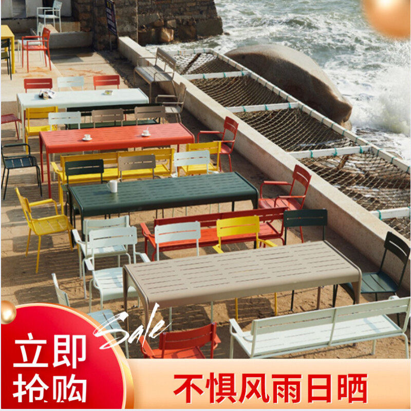 Outdoor patio open table and chairs set for home Casual Rectangular Table Minima Modern Net Red Villa waterproof