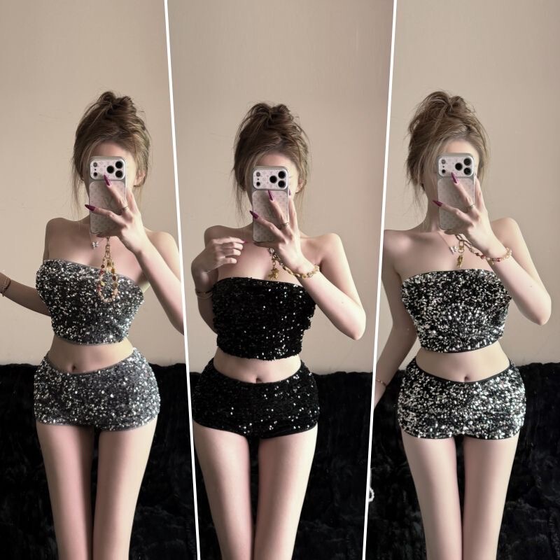 2026 New Bar European and American Sexy Hot Girl Nightclub Bar Djds Performance Costume Sequin Stretch Shorts Set Hot Pants 2026 New Bar European and American Sexy Hot Girl Nightclub Bar Djds Performance Costume Sequin Stretch Shorts Set Hot Pants