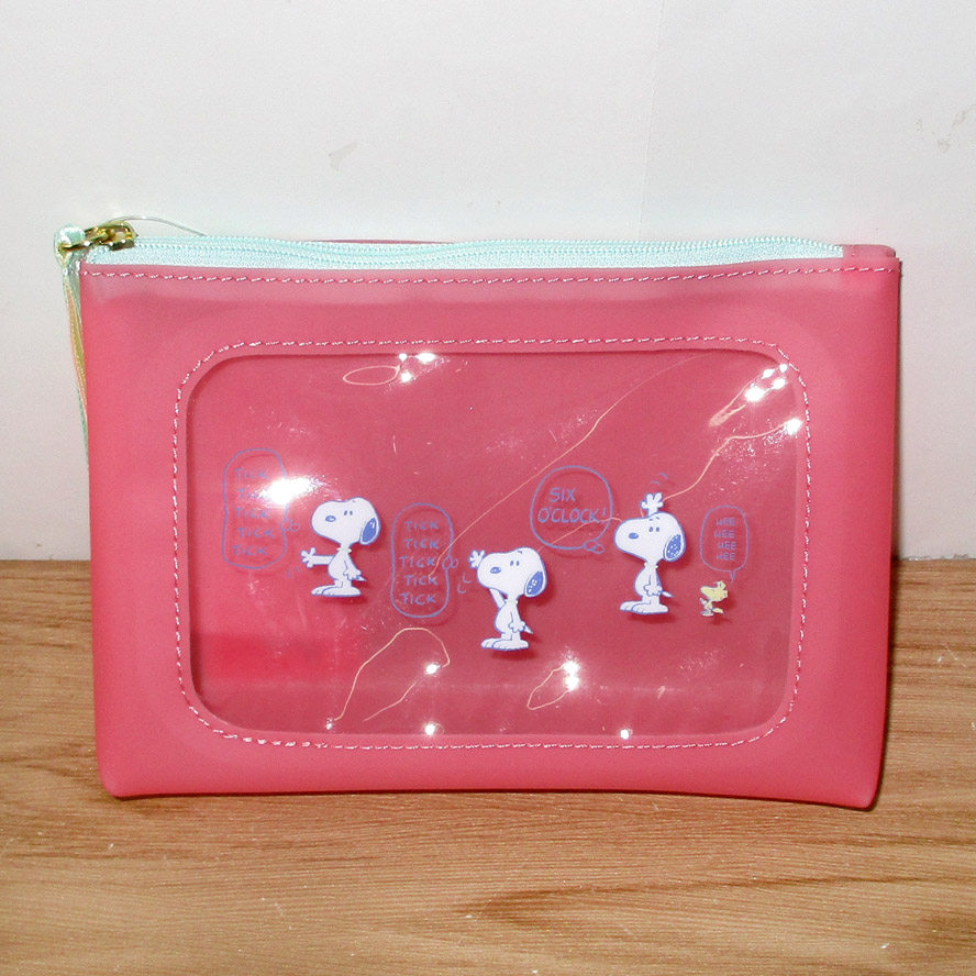 Japan PeanutsSnoopy Snoopy wash bag Cosmetic bag Clutch storage bag women's bag(red)