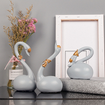 Zi Ru painting art creative swan ornament Nordic style living room office desktop ornament ornament Home decoration