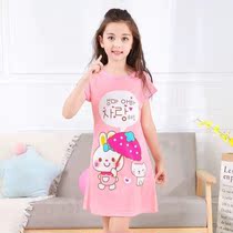 2021 summer girls home clothes cute baby printed thin skirt childrens wooden ear dress nightgown