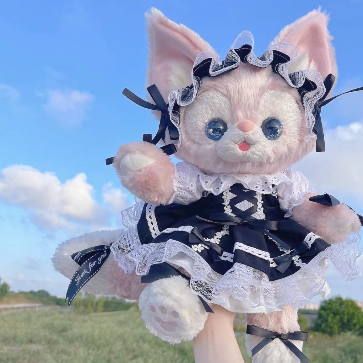 товар из китая 南风格子手作13英寸玲娜贝儿着替黑色bbd毛绒玩偶衣服lolita洋装