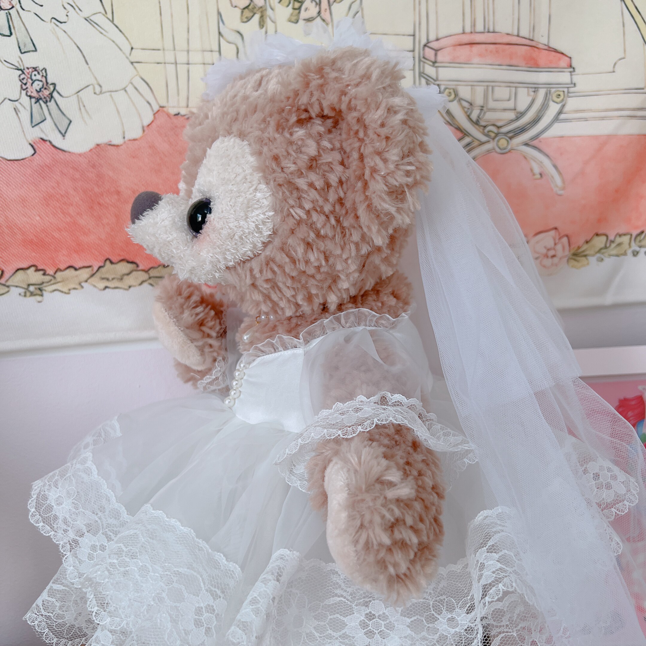 棉花娃娃/毛绒玩具娃衣 南风格子手作雪莉玫达菲着替白色婚纱黑色礼服婚礼压床娃娃娃娃衣服