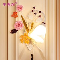 Korean flower lantern wrought iron lantern European idyllic Mediterranean wall lamp bedroom wall lamp headlight mirror headlight