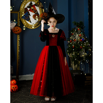 Halloween 2021 new girl gown magic witch vampire dress girl with dress little girl dance to the winter