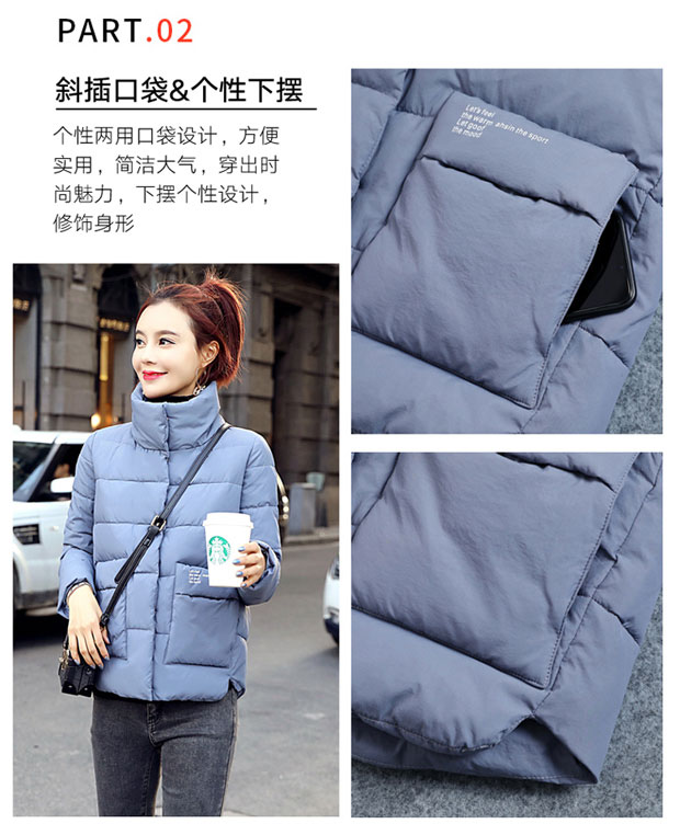 Áo cotton ngắn nữ mùa đông mới thời trang Hàn Quốc xuống bông pad ấm biển cổ áo khoác cổ áo khoác cotton nhỏ chống mùa - Bông áo phao ba lỗ nữ