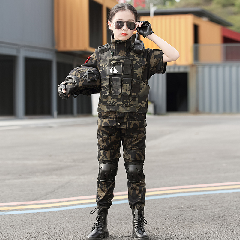 Children Advanced Camouflak Clothes Summer Short Sleeve Boy Military Training Special Soldiers Suit Kindergarten Uniform Performance Costume
