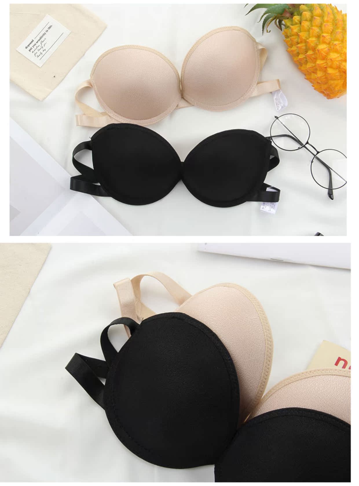 Áo trễ vai một bên ngực áo ngực vô hình gợi cảm liền mạch tập hợp đồ lót nữ chống trượt làm đẹp trở lại miếng dán ngực mùa hè bra tập cao cấp