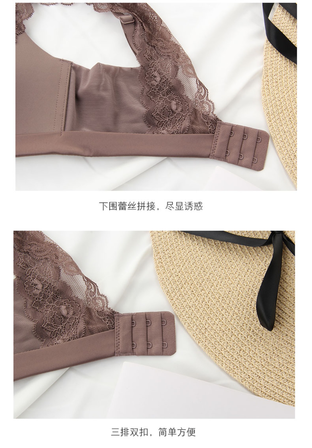 Pháp ren đẹp gợi cảm trở lại liền mạch đồ lót ngực nhỏ dày tập hợp không có vòng thép bên ngực nhận phó mặc đồ lót nữ - Strapless Bras quan lot