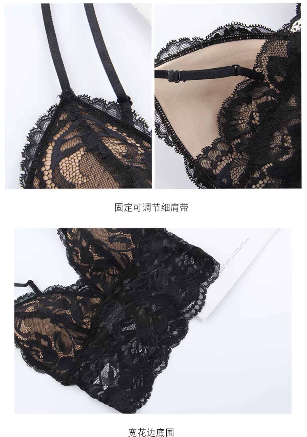 Bộ đồ lót Pháp ren gợi cảm siêu mỏng một mảnh làm đẹp lưng đầy cốc không có vòng thép ngực lớn áo ngực nhỏ - Bộ đồ lót set đồ lót đẹp