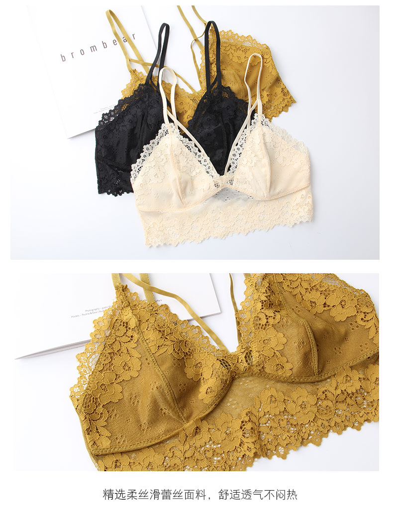 Pháp gợi cảm openwork ren chéo với siêu mỏng bralette tam giác tích hợp đồ lót không vành - Now Bras áo lót 3 dây