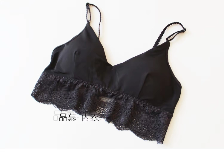 Người đẹp châu Âu ren trở lại cup mỏng mà không có vòng thép áo ngực ngực ngực tam giác bikini với ngực pad đồ lót áo ngực không dây